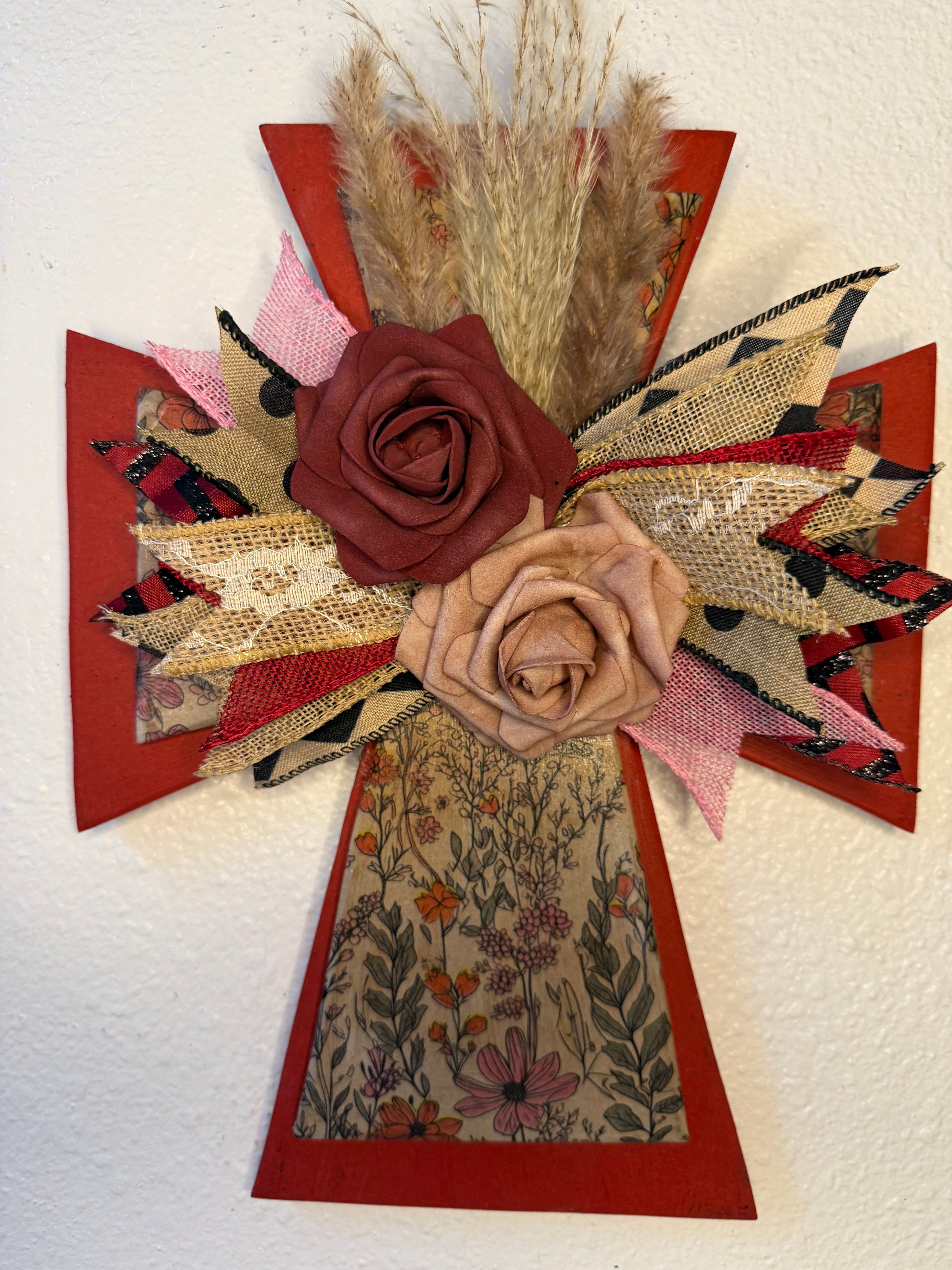 Boho Red Cross with floral